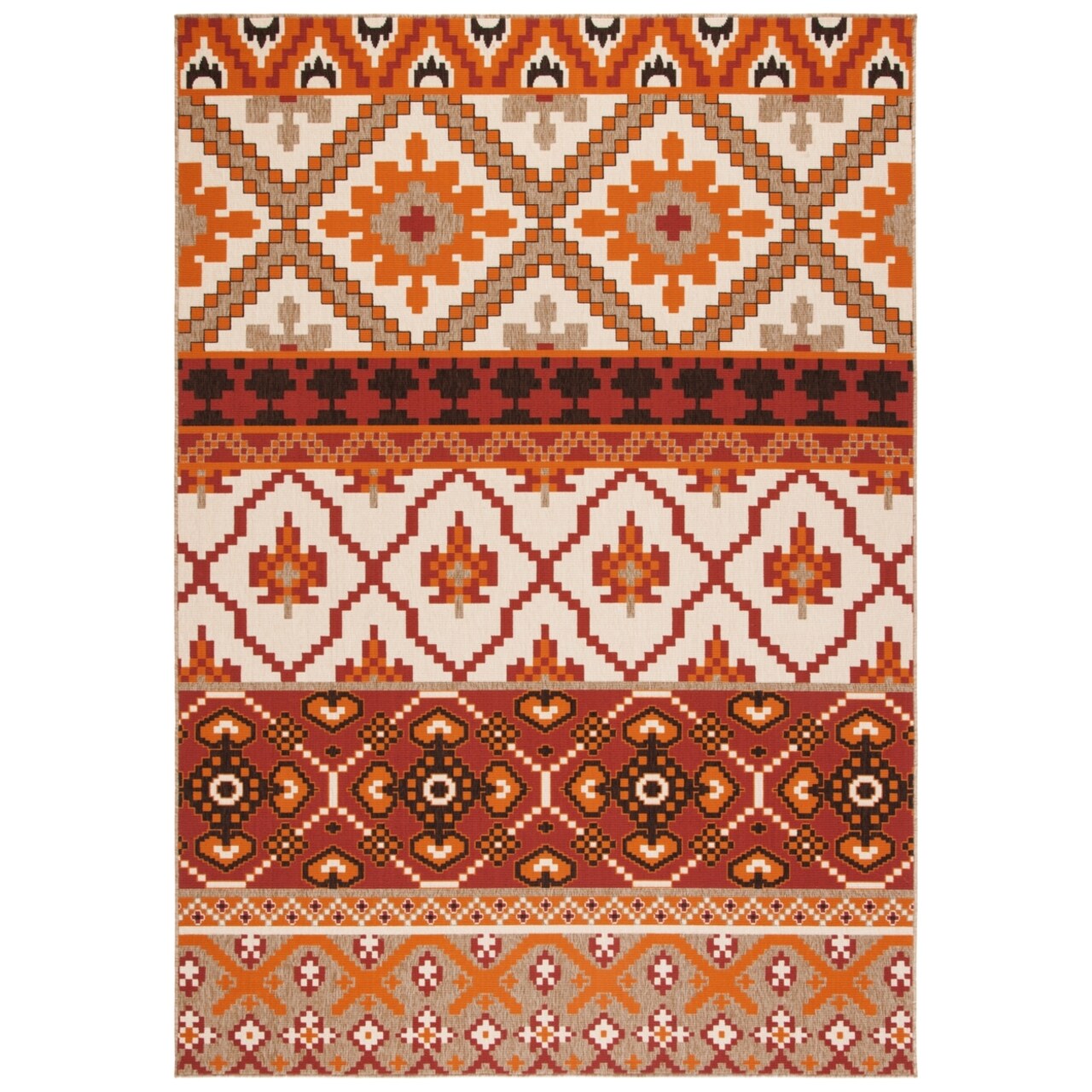 Safavieh Outdoor VER097-0334 Veranda Collection Red / Beige Rug